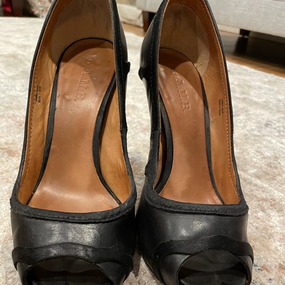 L.A.M.B high heel. Open toe shoes